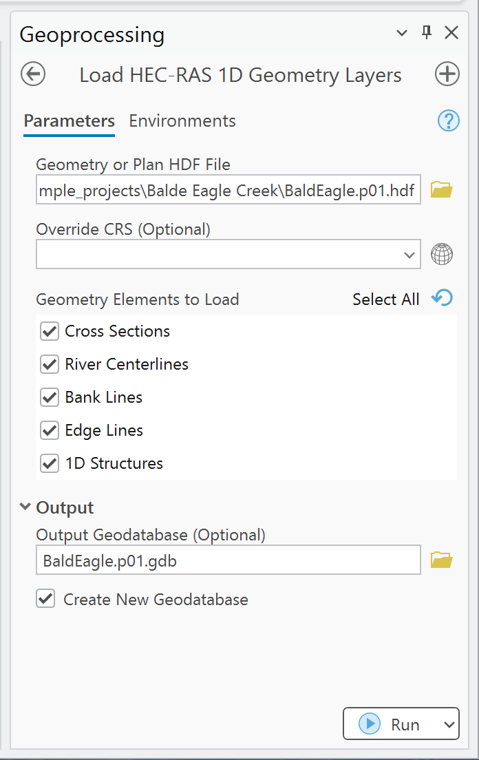 Load HEC-RAS 1D Geometry Layers