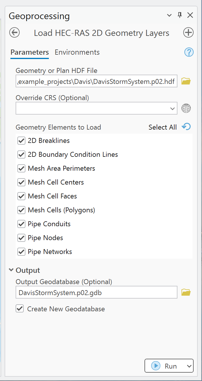 Load HEC-RAS 2D Geometry Layers